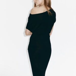 Zara Draped black knit dress size M